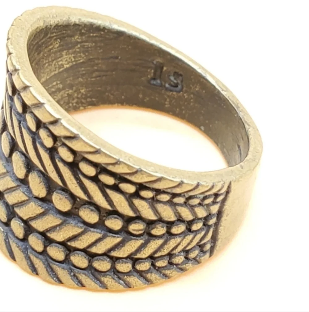 Bronze Tone Thick Wheat Print Band Ring
